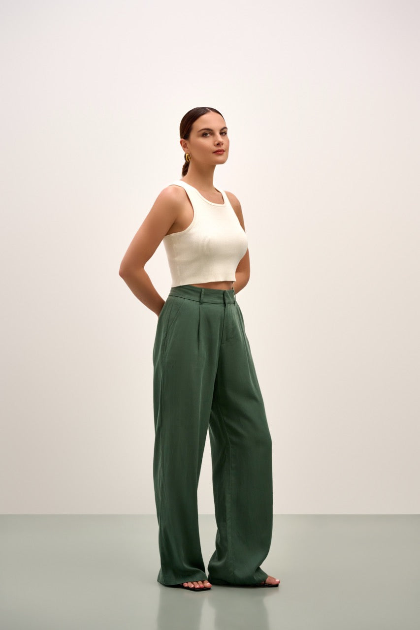 The Willow Wide Leg Pant - Green – Parallel 51