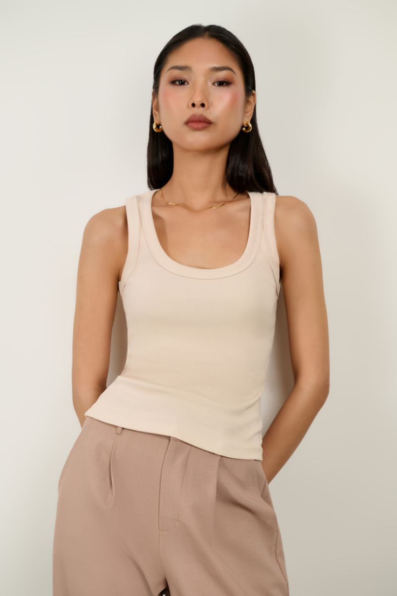 Ivy Rib Tank - Beige
