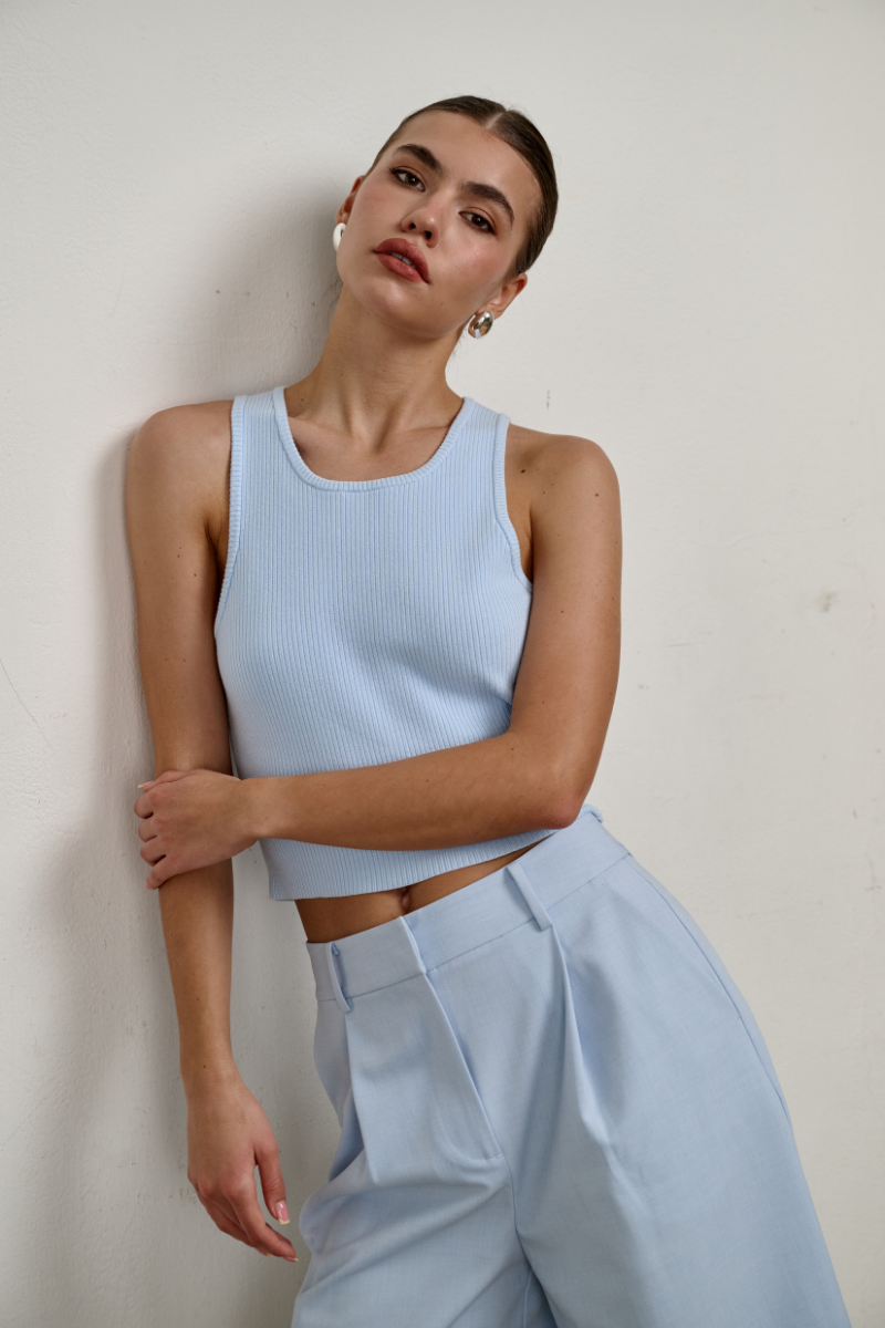 Lili Knit Tank Top - Soft Blue – Parallel 51