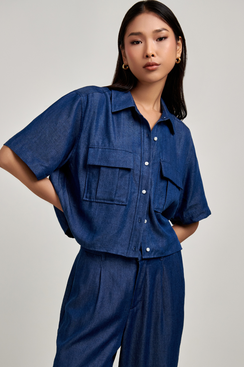 Bobbi Short Shirt - Dark Denim