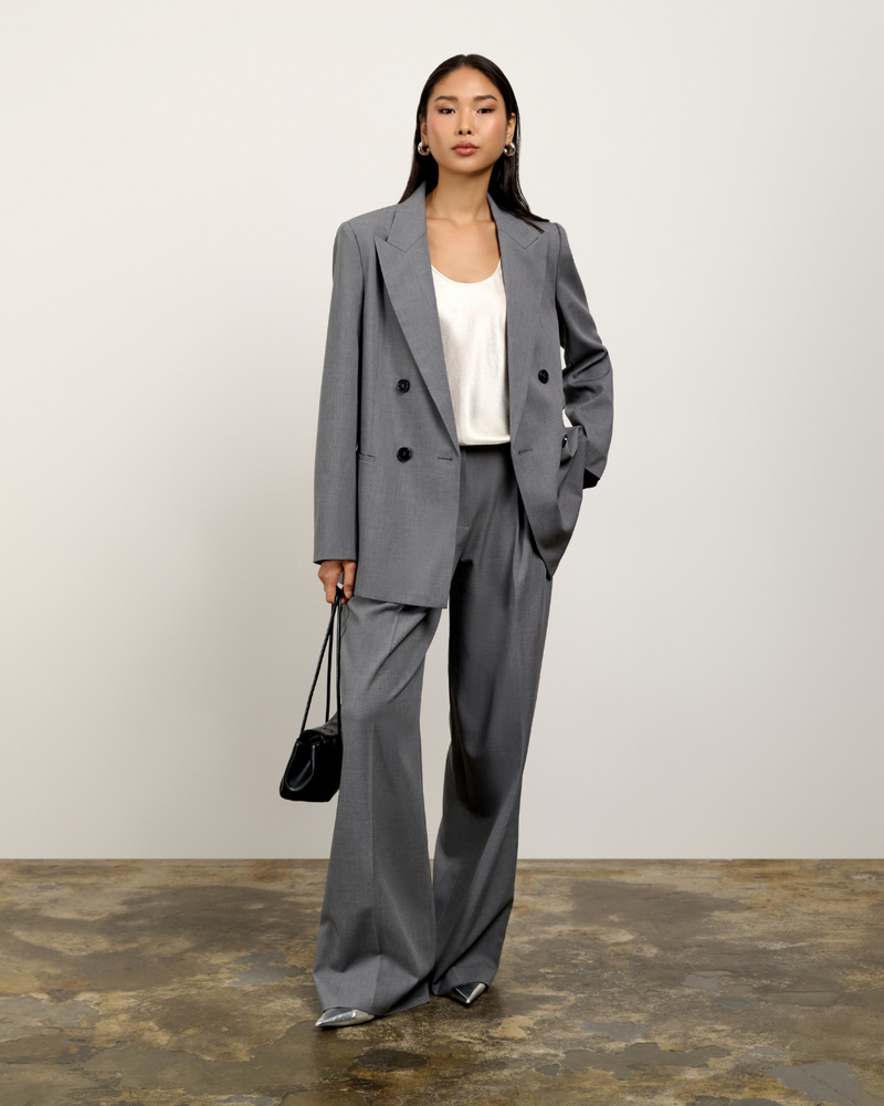 Emma Front Pleat Pant - Charcoal