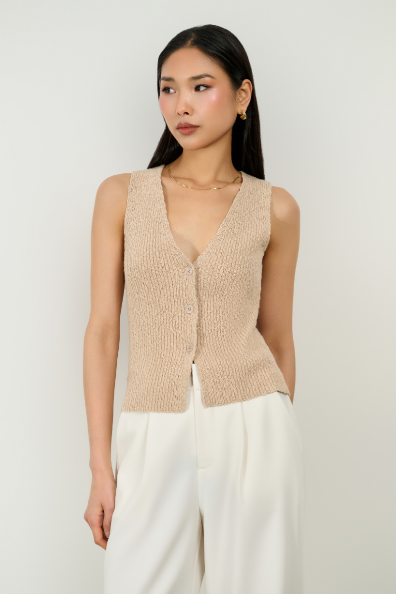Maya Knit Vest Top - Sable