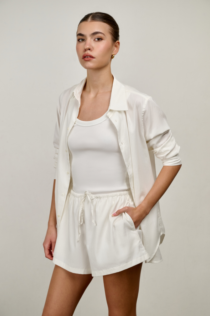 Romy Drawstring Shorts - White