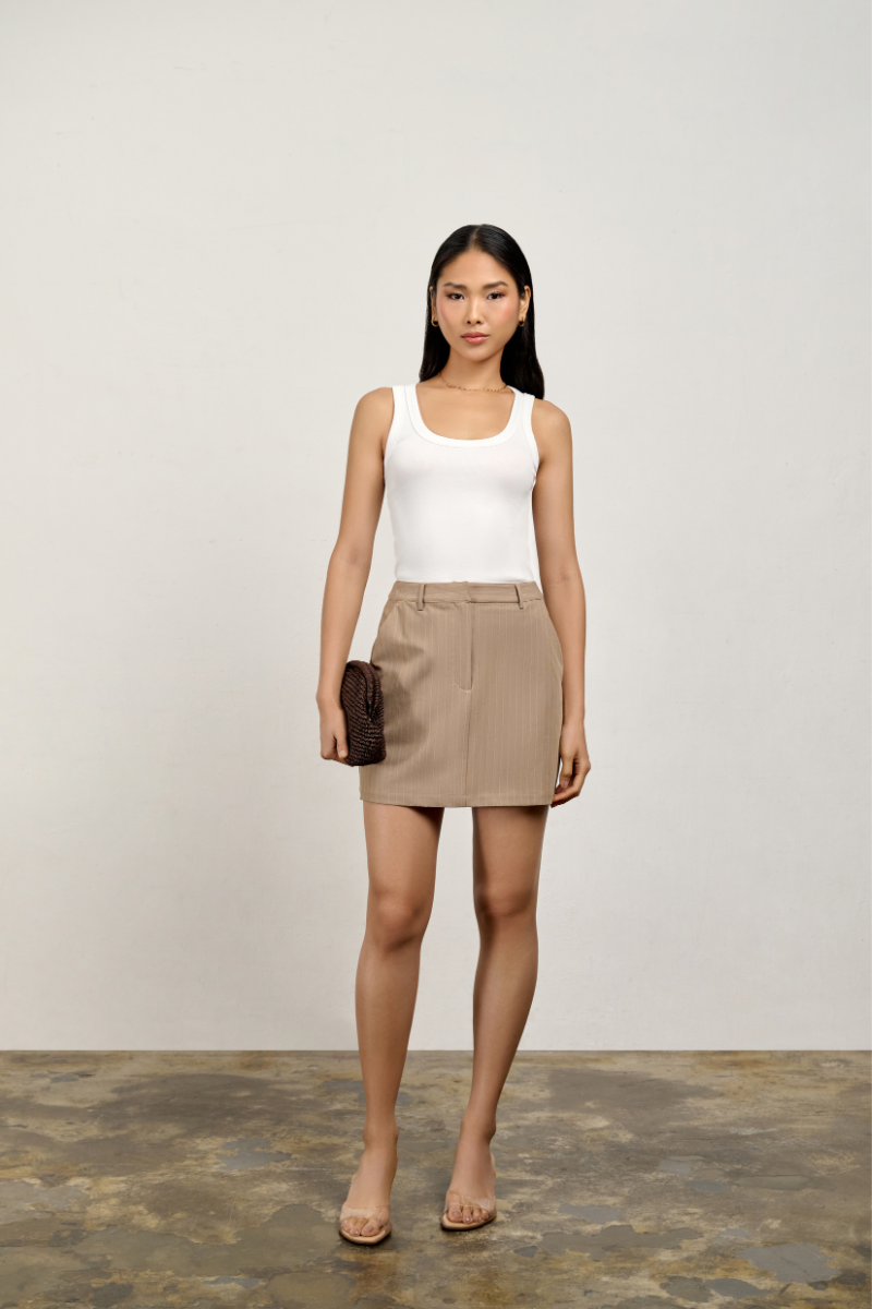 Daisy Mini Skirt - Biscoff Pinstripe