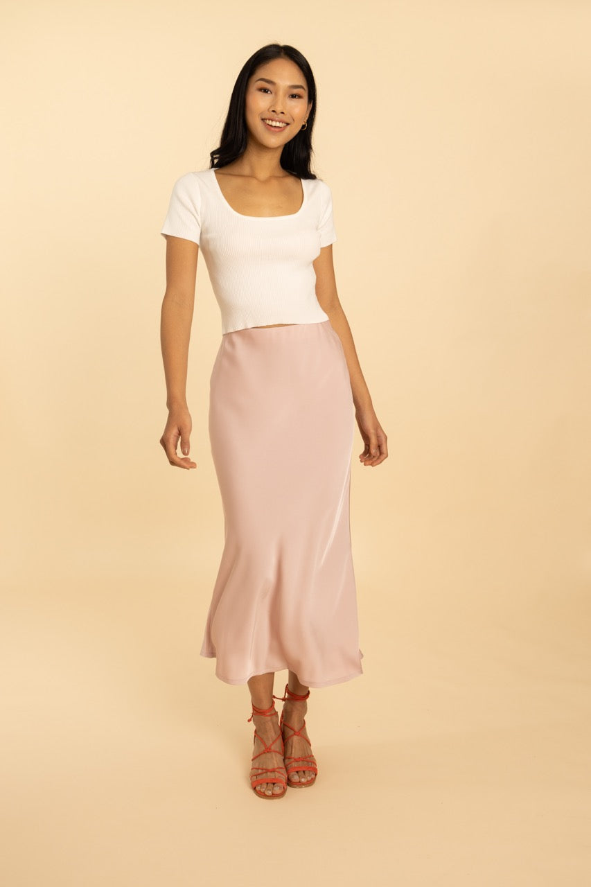 The Olivia Slip Skirt - Dusty Pink