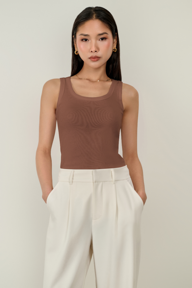Ivy Rib Tank - Brown