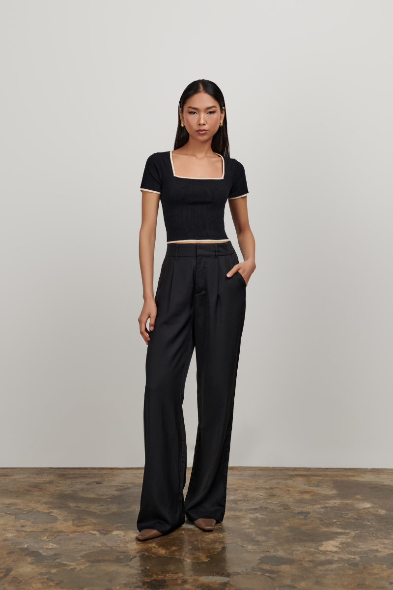 Ella Square Neck Top - Black
