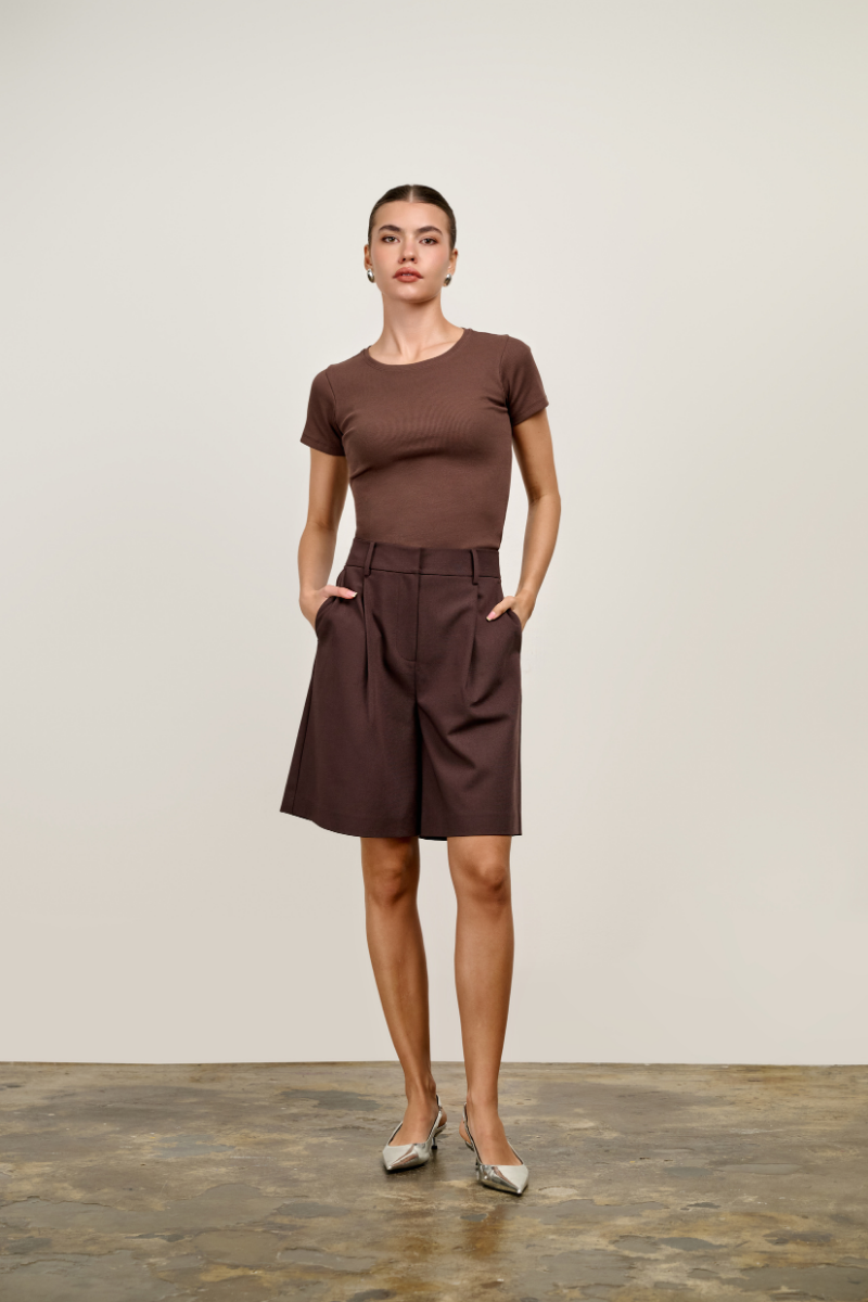 Elly Rib Tee - Brown