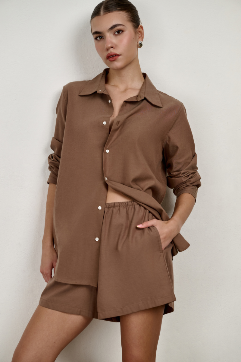 Avery Button Down - Chocolate
