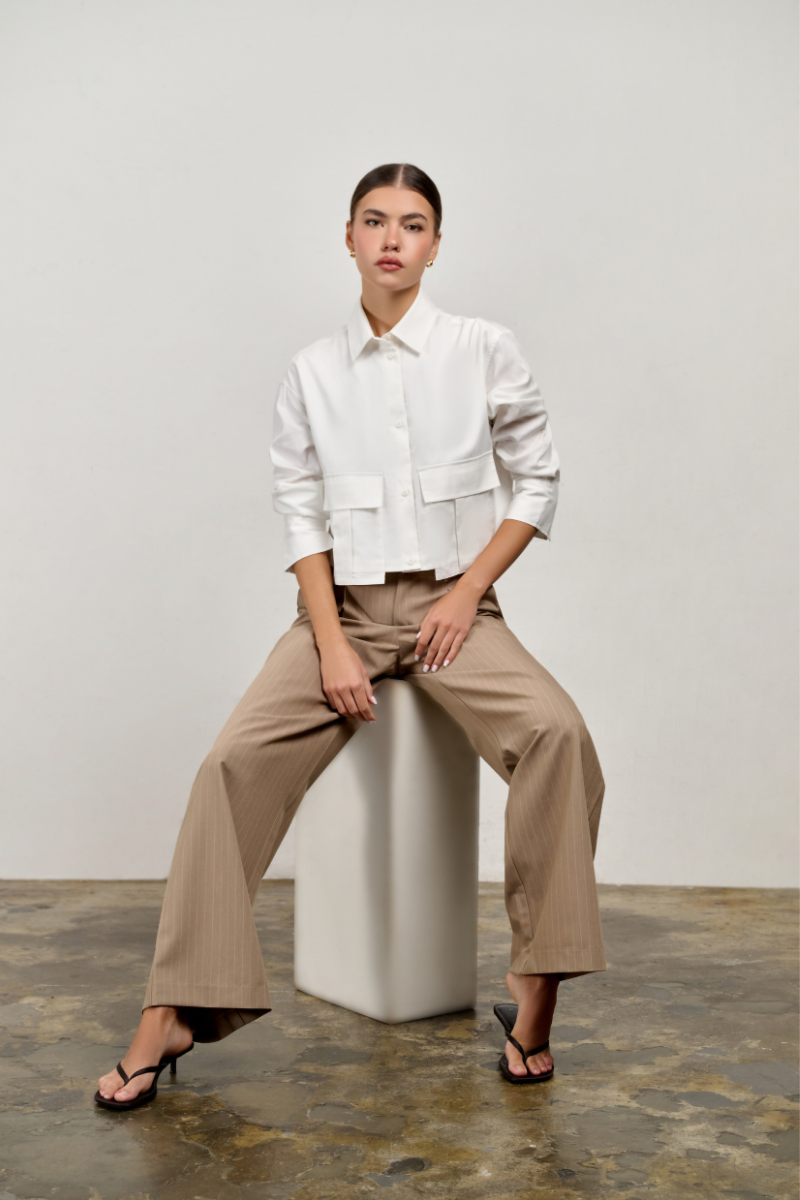 Kali Cropped Shirt - White