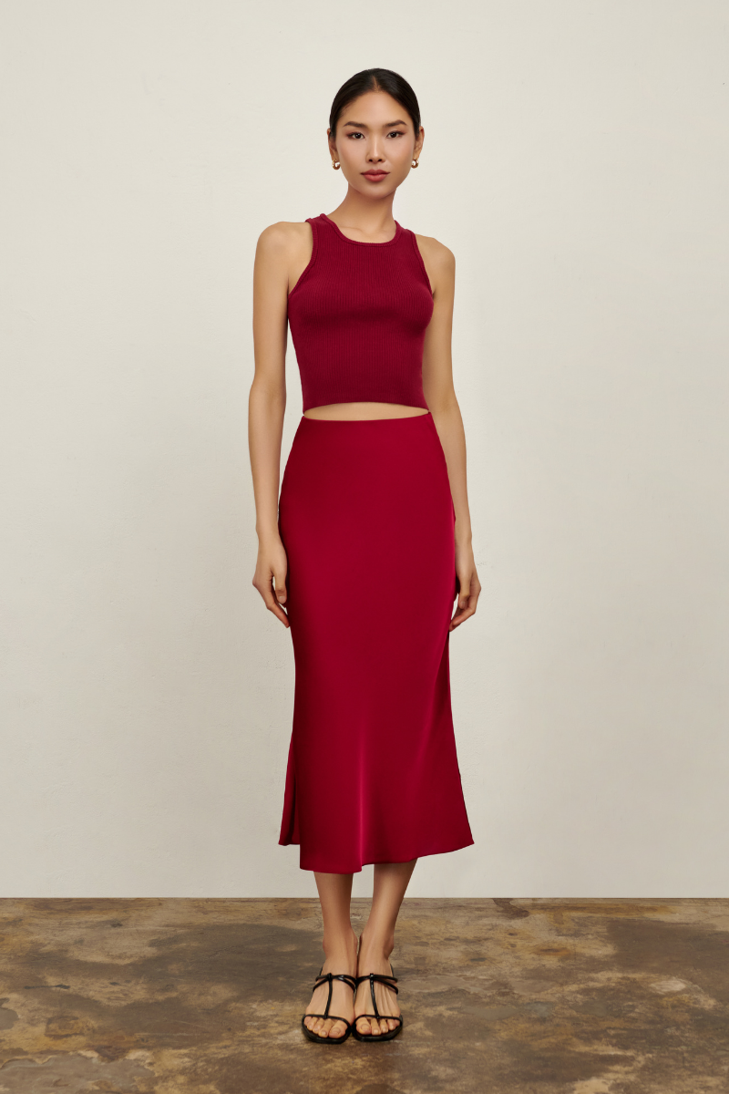 Olivia Slip Skirt - Burgundy