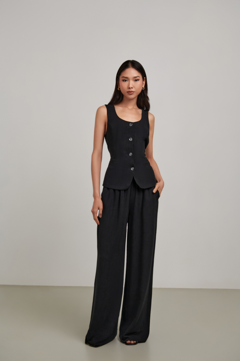 Lia Linen Pant - Black