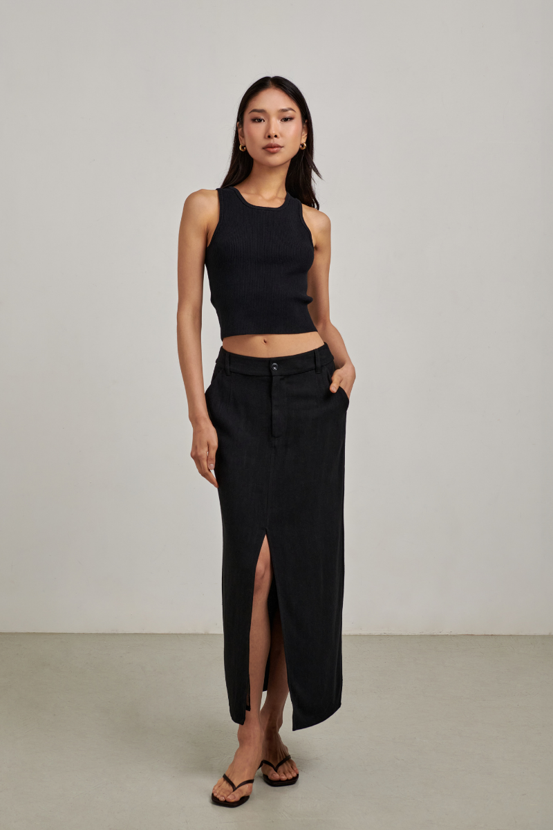 Audrey Tailored Maxi Skirt - Black