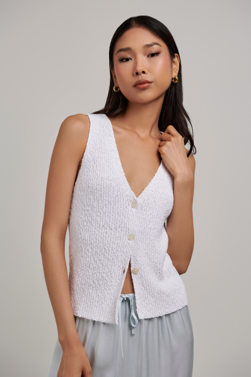 Maya Knit Vest Top - White