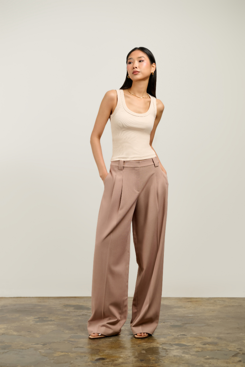 Emma Front Pleat Pant - Toast