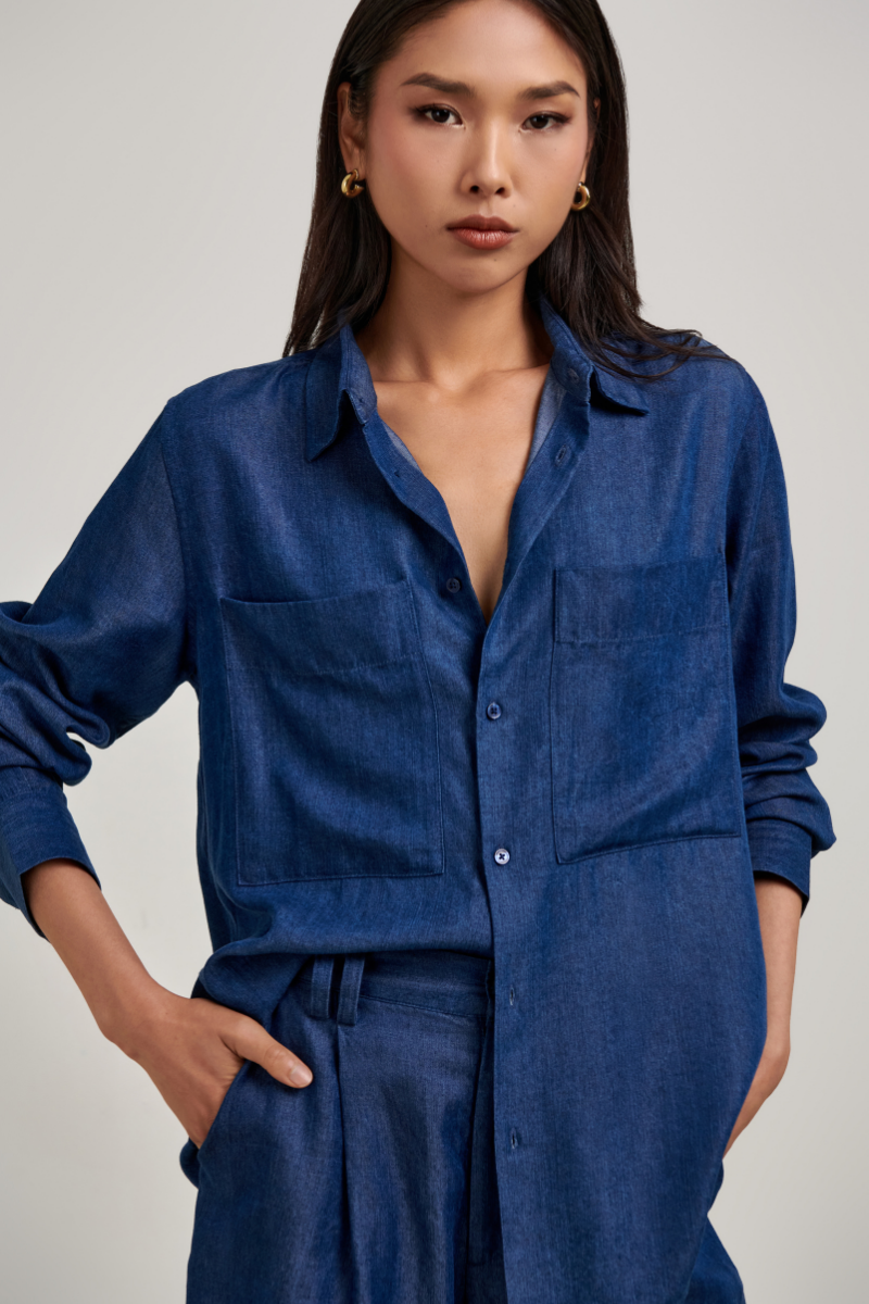Millie Button Down Shirt - Dark Denim