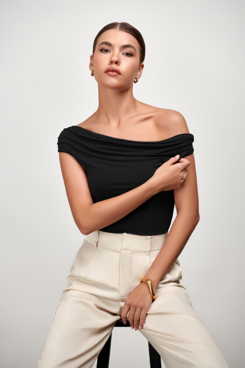 Amara Drape Top - Black