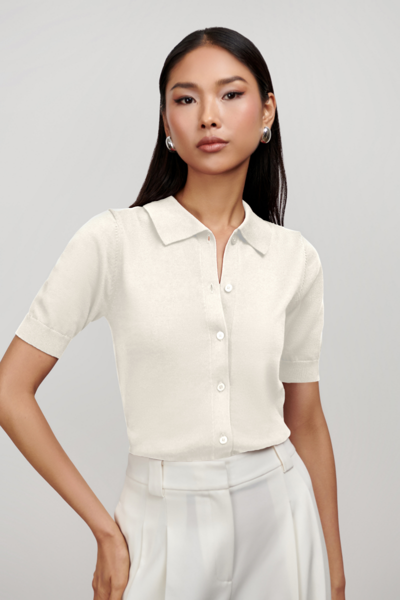 Stevie Polo Knit - Tofu