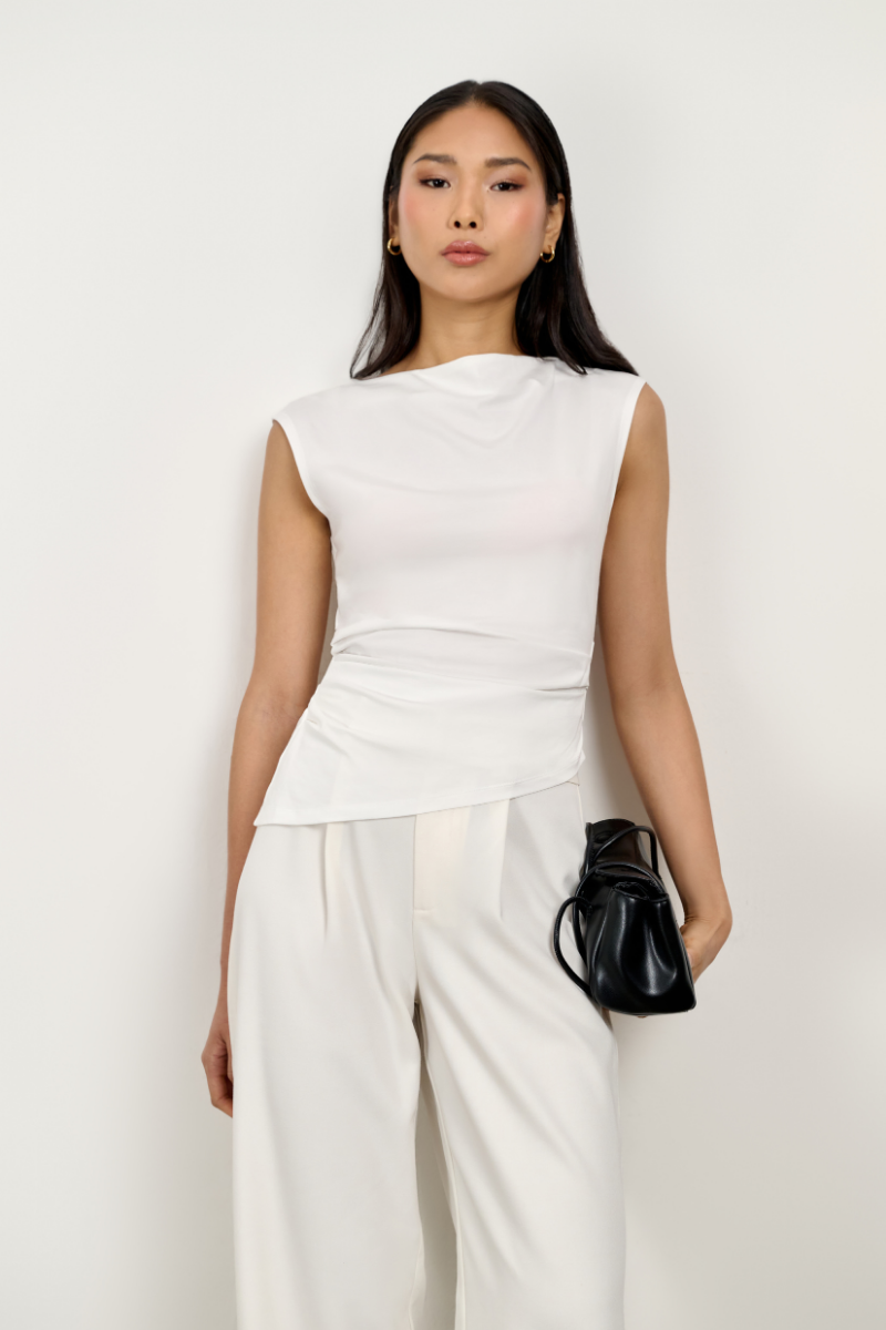 Arlo Ruched Tee - White