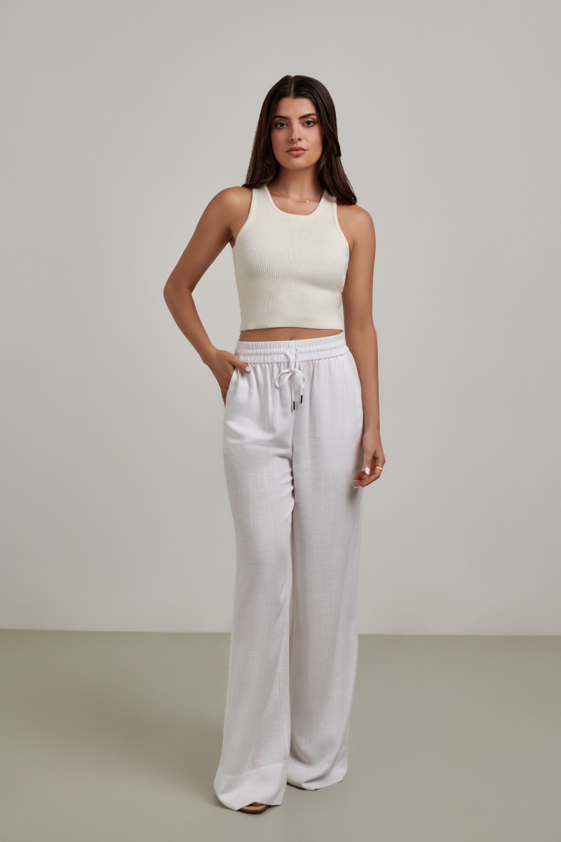Lia Linen Pant - White