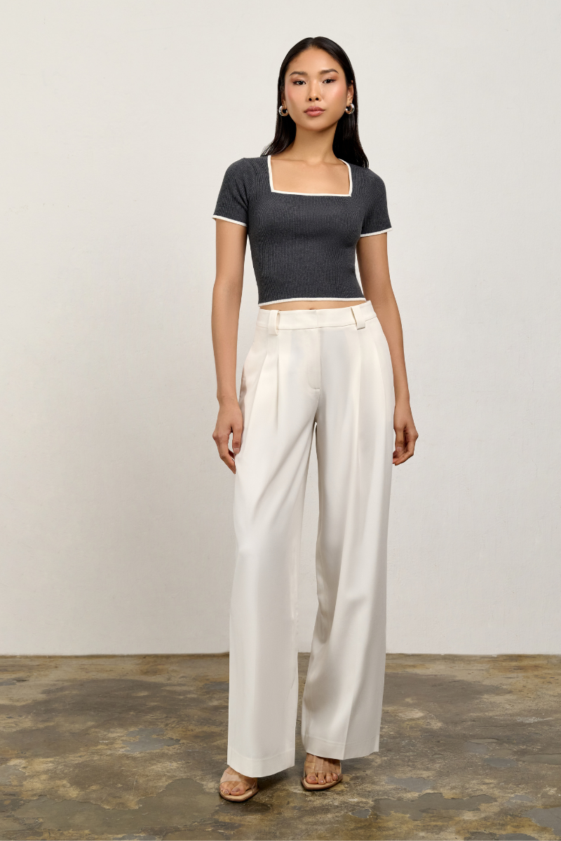 Ella Square Neck Top - Charcoal/Tofu