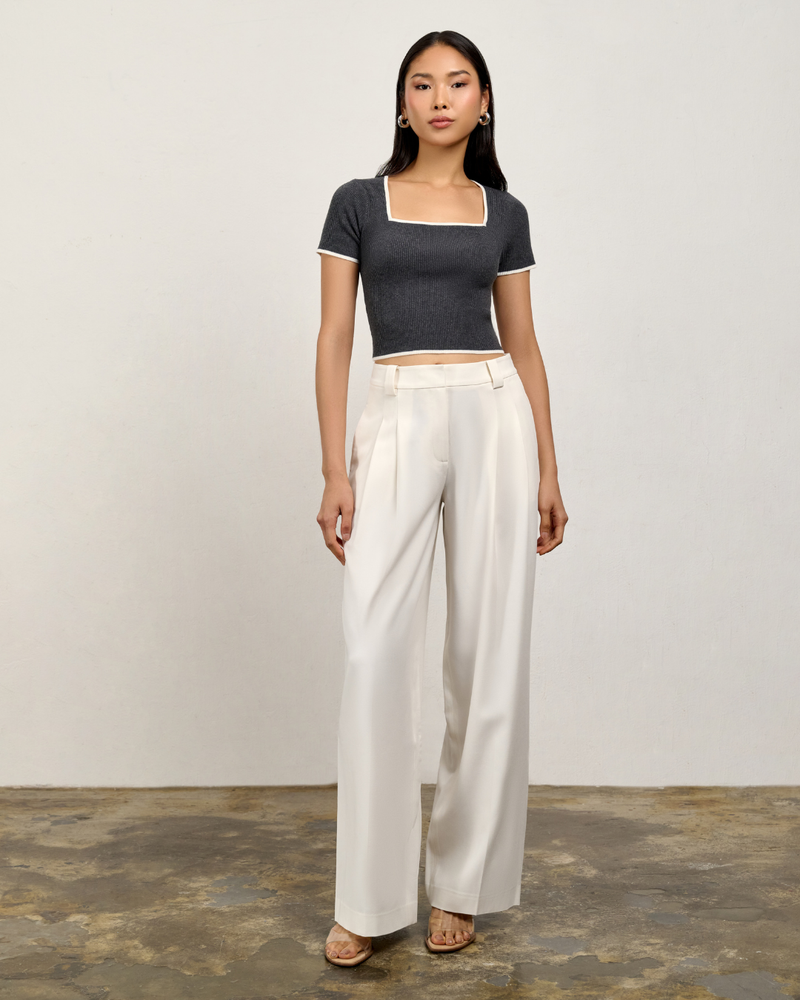 Ella Square Neck Top - Charcoal/Tofu