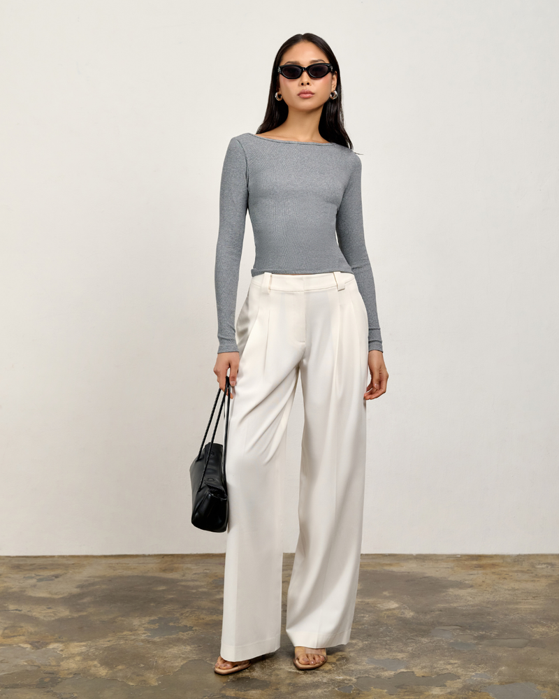 Camille Long Sleeve Top - Grey