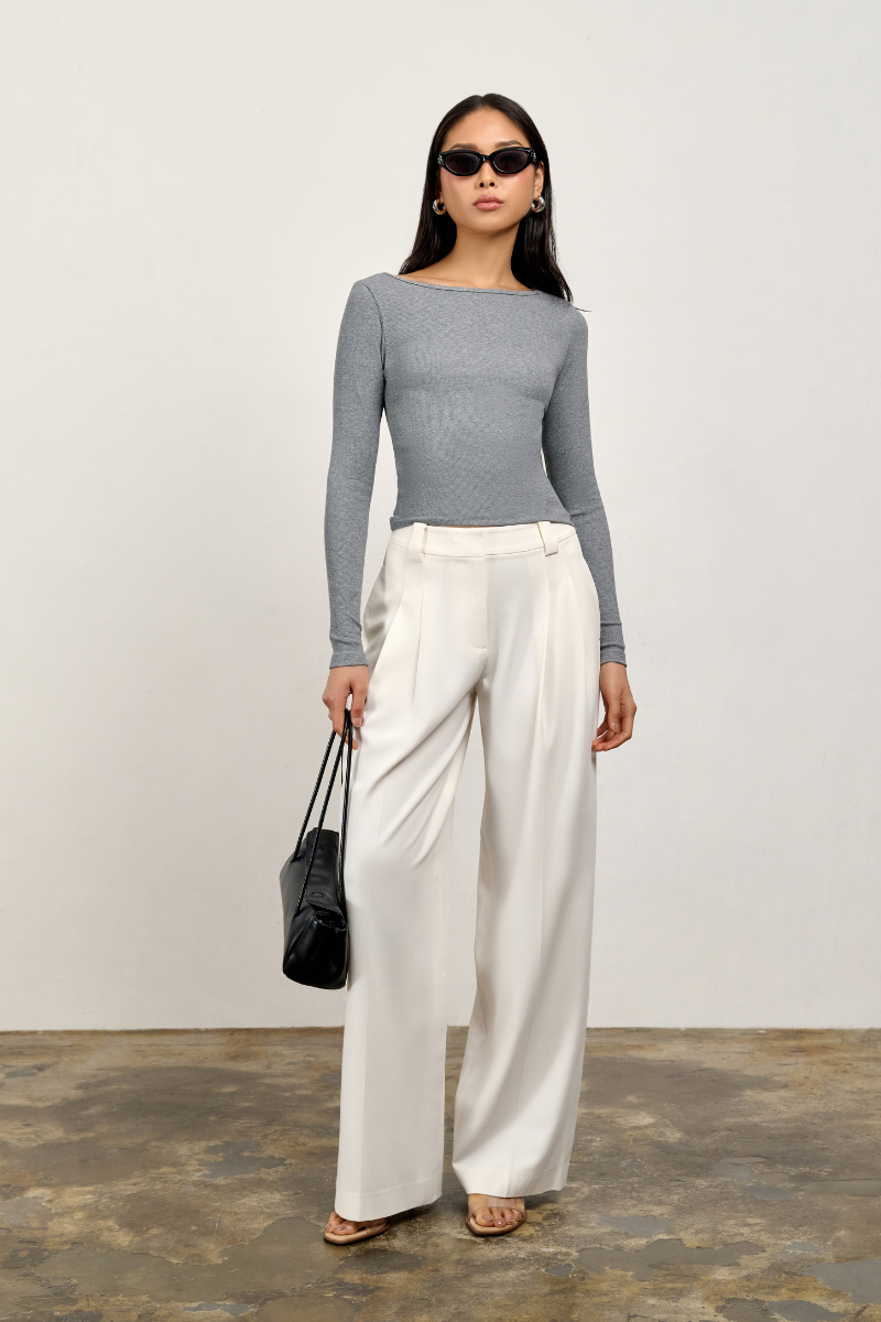 Camille Long Sleeve Top - Grey