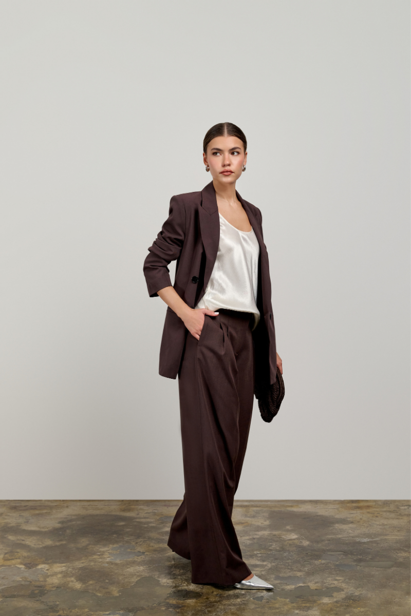 Emma Front Pleat Pant - Espresso