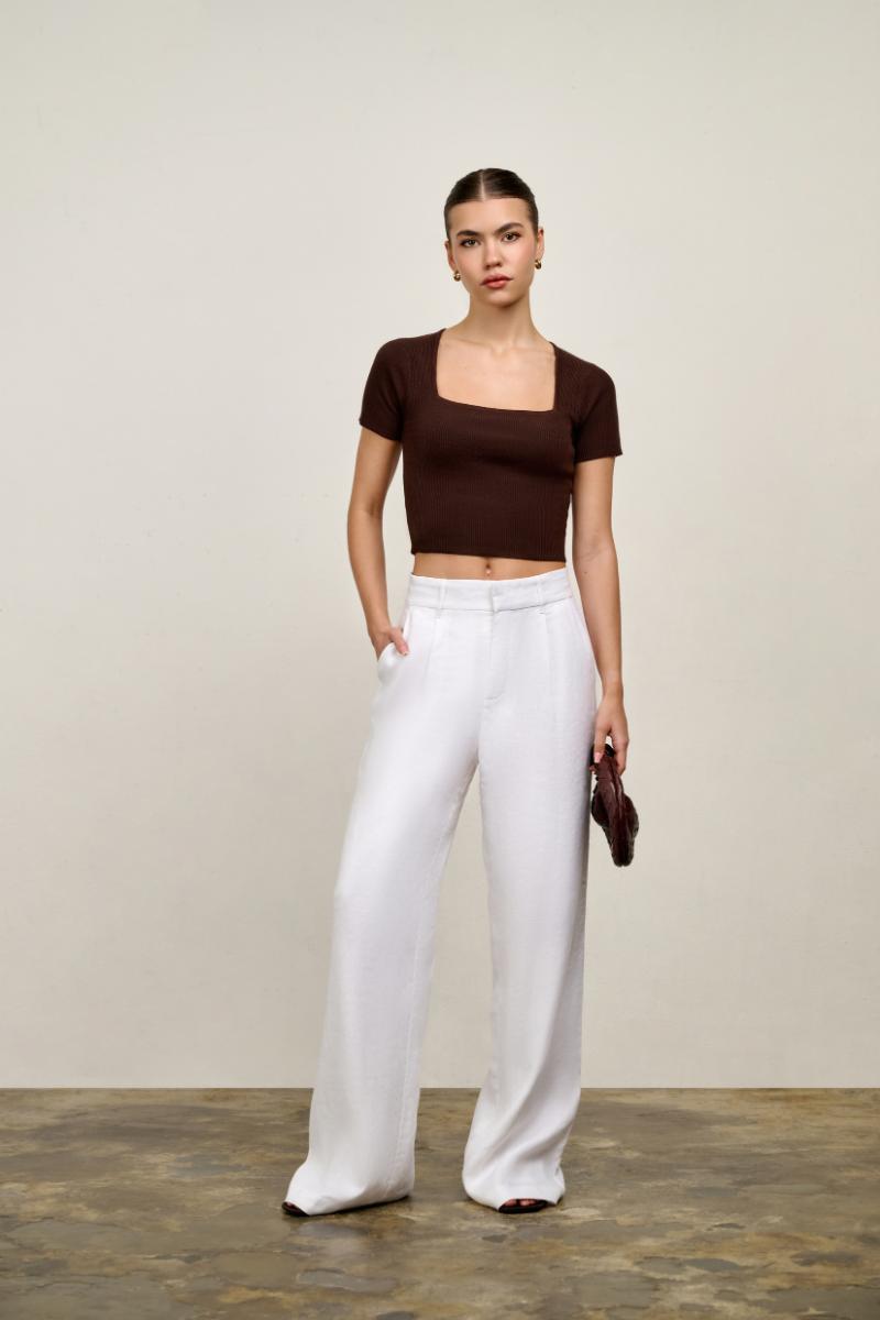 Ella Square Neck Top - Chocolate