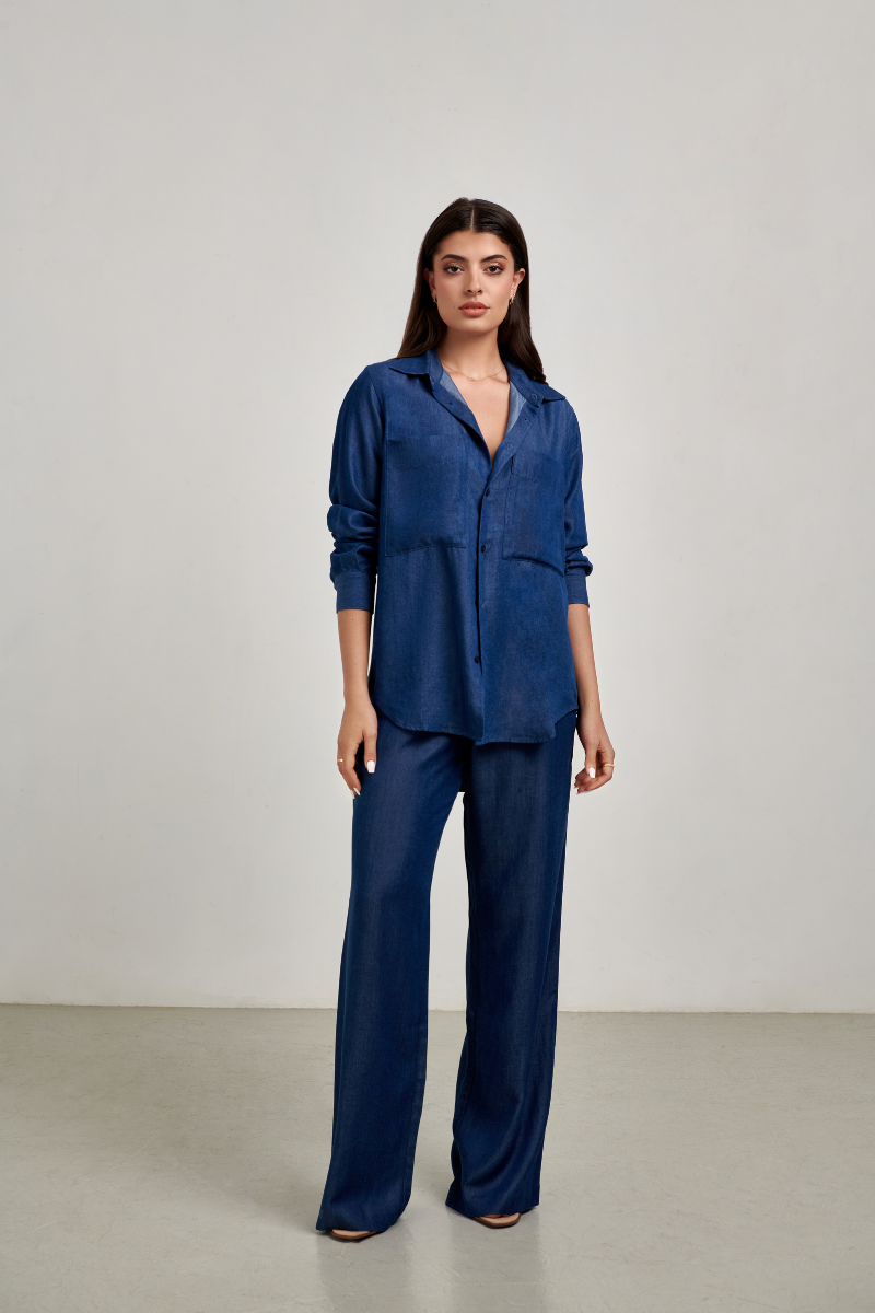 Willow Wide Leg Pants - Dark Denim