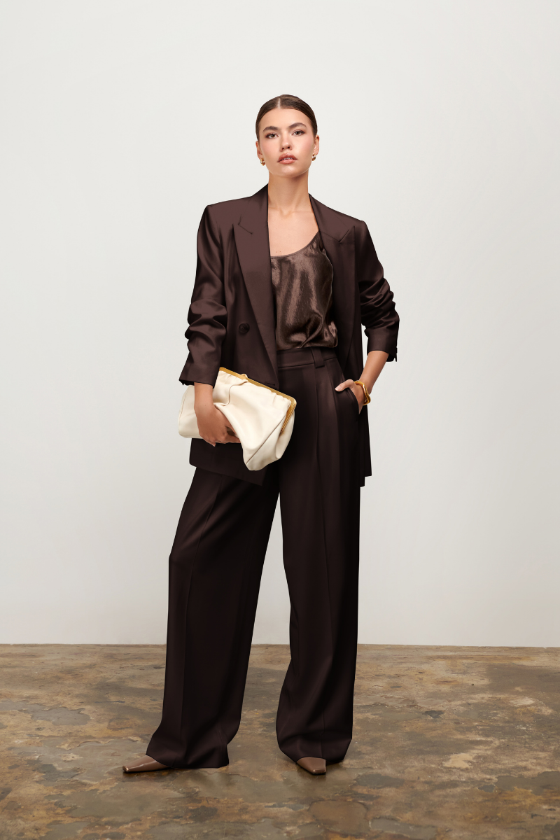 Emma Front Pleat Pant - Espresso