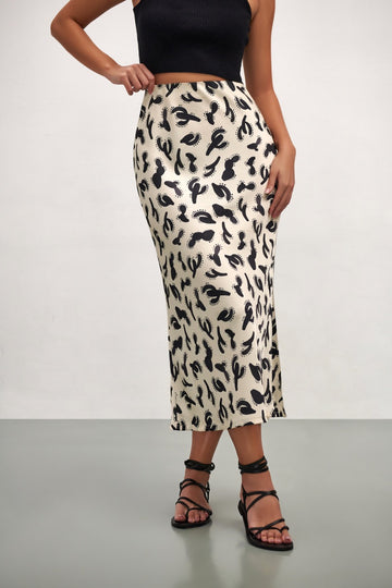 The Olivia Slip Skirt - Cactus Print