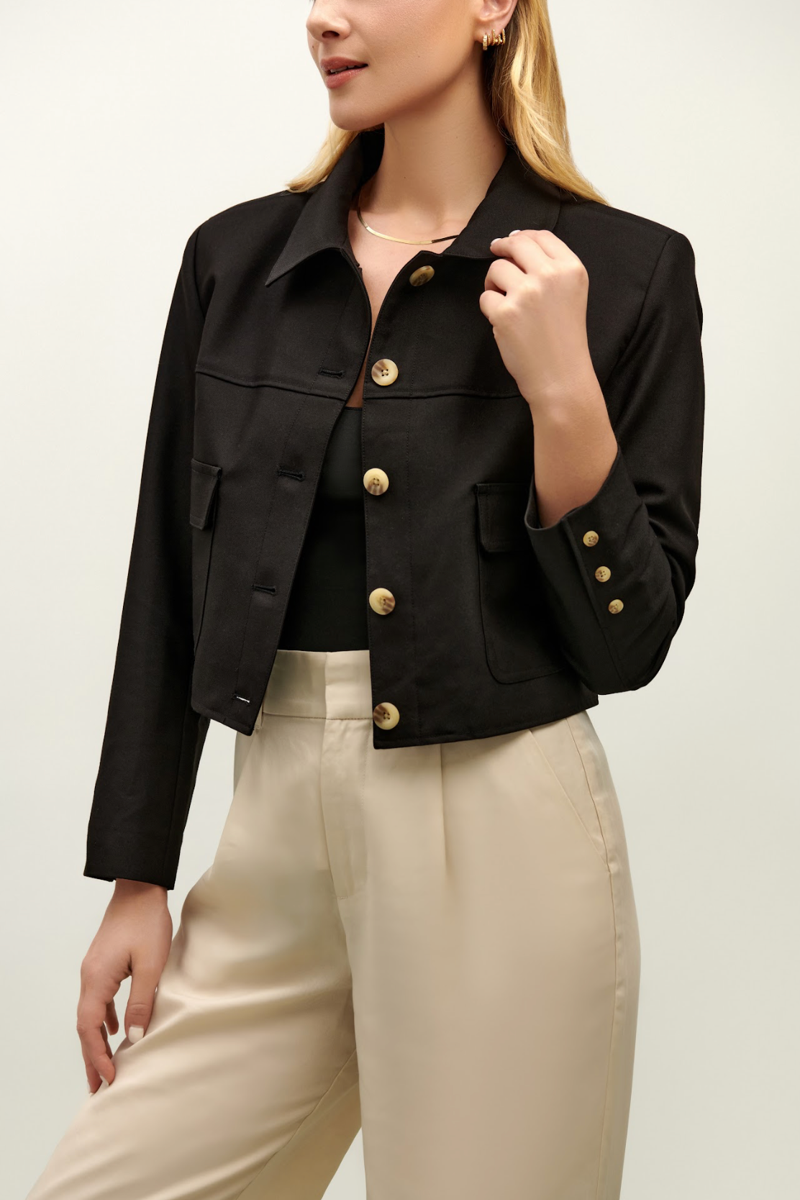 Elsie Cropped Jacket - Black