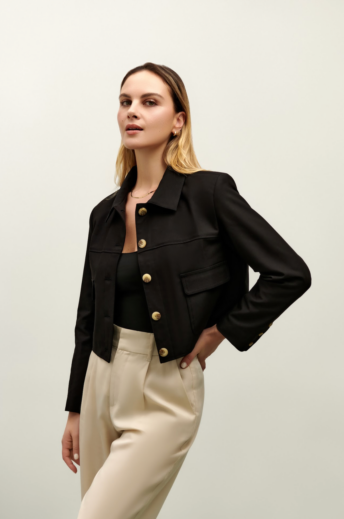 The Elsie Cropped Jacket - Black