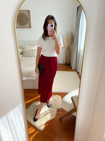 The Olivia Slip Skirt - Burgundy