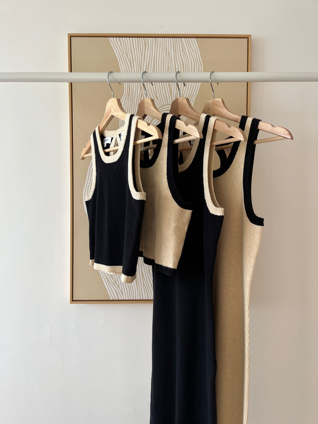 The Aria Knit Tank Dress - Black & Oatmeal