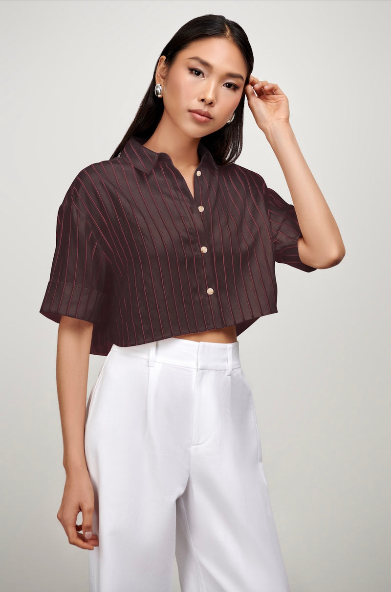 Stella Cropped Shirt - Espresso
