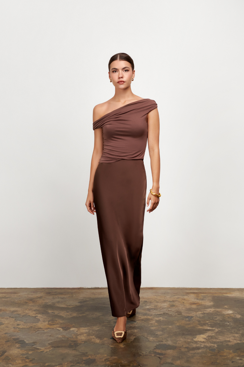 Olivia Maxi Slip Skirt - Chocolate