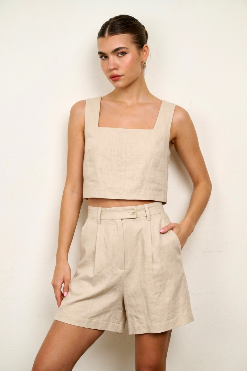 Isla Crop Top - Oat