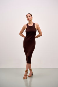 The Marlowe Knit Tank Dress - Chocolate