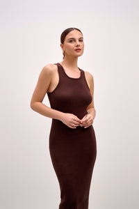 The Marlowe Knit Tank Dress - Chocolate