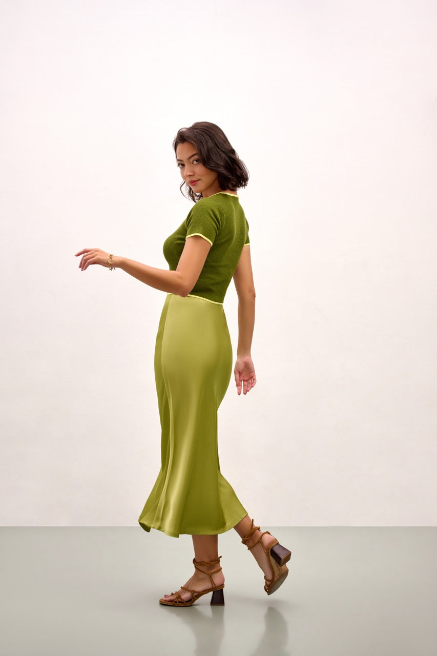 The Olivia Slip Skirt - Spring Green