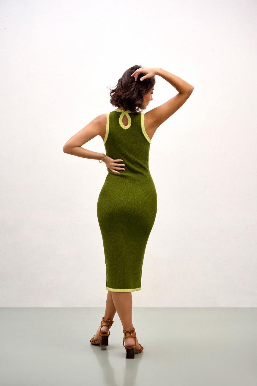 The Aria Knit Tank Dress - Green