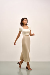 The Olivia Slip Skirt - Champagne