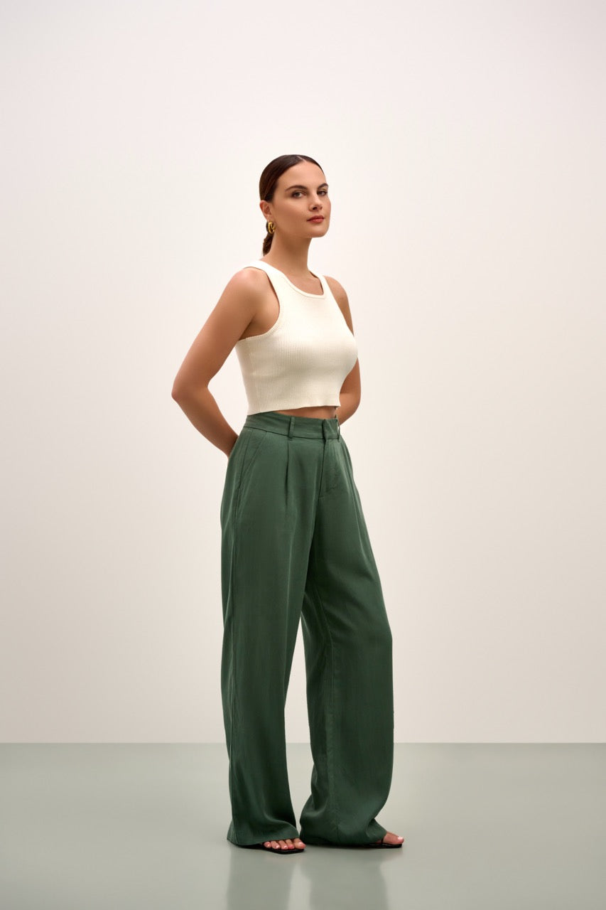The Willow Wide Leg Pant - Green