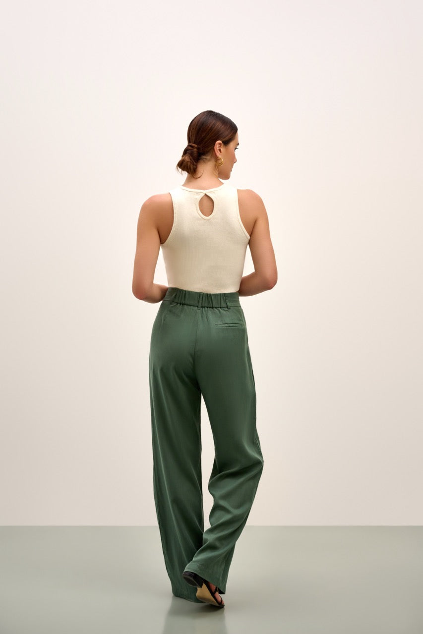 The Willow Wide Leg Pant - Green