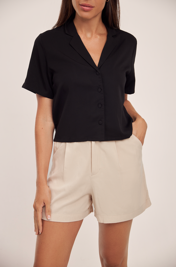 The Billie Cropped Shirt - Black