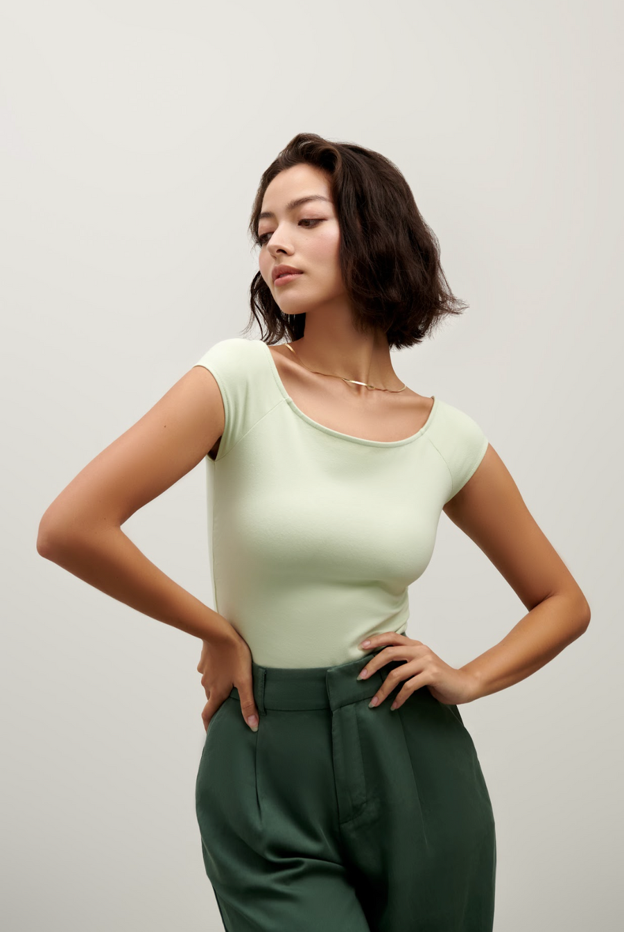 The Brigitte Poised Top - Mint Green