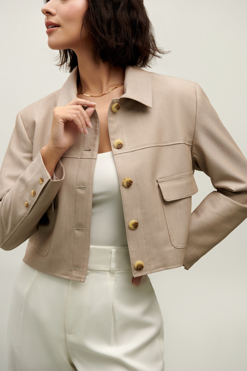 Elsie Cropped Jacket - Light Mocha